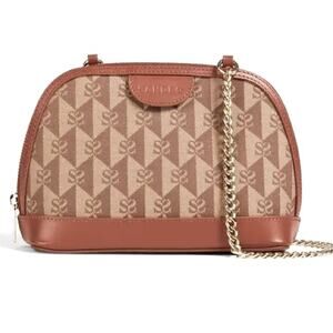 NWT $345 SANDRO crossbody leather logo canvas & gold chain Bag